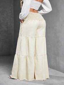 SHEIN SXY Fashionable Commuter Casual Washed Wide-Leg Jeans - White - View 3