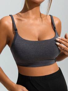 SHEIN Maternity Nursing Comfortable Soft Adjustable Strap Bra - Dark Grey - View 6