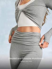 GLOWMODE 31英寸 Softy Velvaire Dare To Flare 超柔软褶皱可折叠腰带喇叭紧身裤，适合瑜伽馆和日常穿着