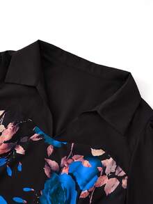 Rometta Bộ đồ nữ cỡ lớn gồm áo tay dài và quần ống đứng in họa tiết hoa, kiểu dáng thời trang và thanh lịch, thích hợp cho các bữa tiệc. - Màu xanh lam - Xem 6