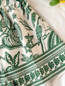 印花吊带背心、女士扭结镂空无袖连体裤、印花图案女士夏季服装、女士度假装、波西米亚风时尚、女士沙滩装、休闲飘逸波西米亚风女士服装、女士热带风情服装 - 綠色 - 查看 7