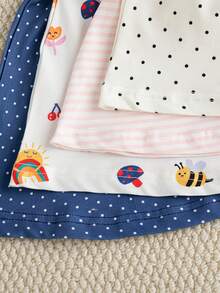 Souflis Souflis Conjunto de 4 piezas de vestido de verano con estampado floral, mangas cortas y volantes para bebés y niñas pequeñas - Multicolor - Ver 9