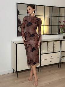 Lavishia 女士时尚抽象印花紧身连衣裙 - 彩色 - 查看 6