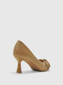 CUCCOO BIZCHIC Women's Elegant Commuting Ruched Pointed Toe Pumps Valentine's Day - Apricot - View 9