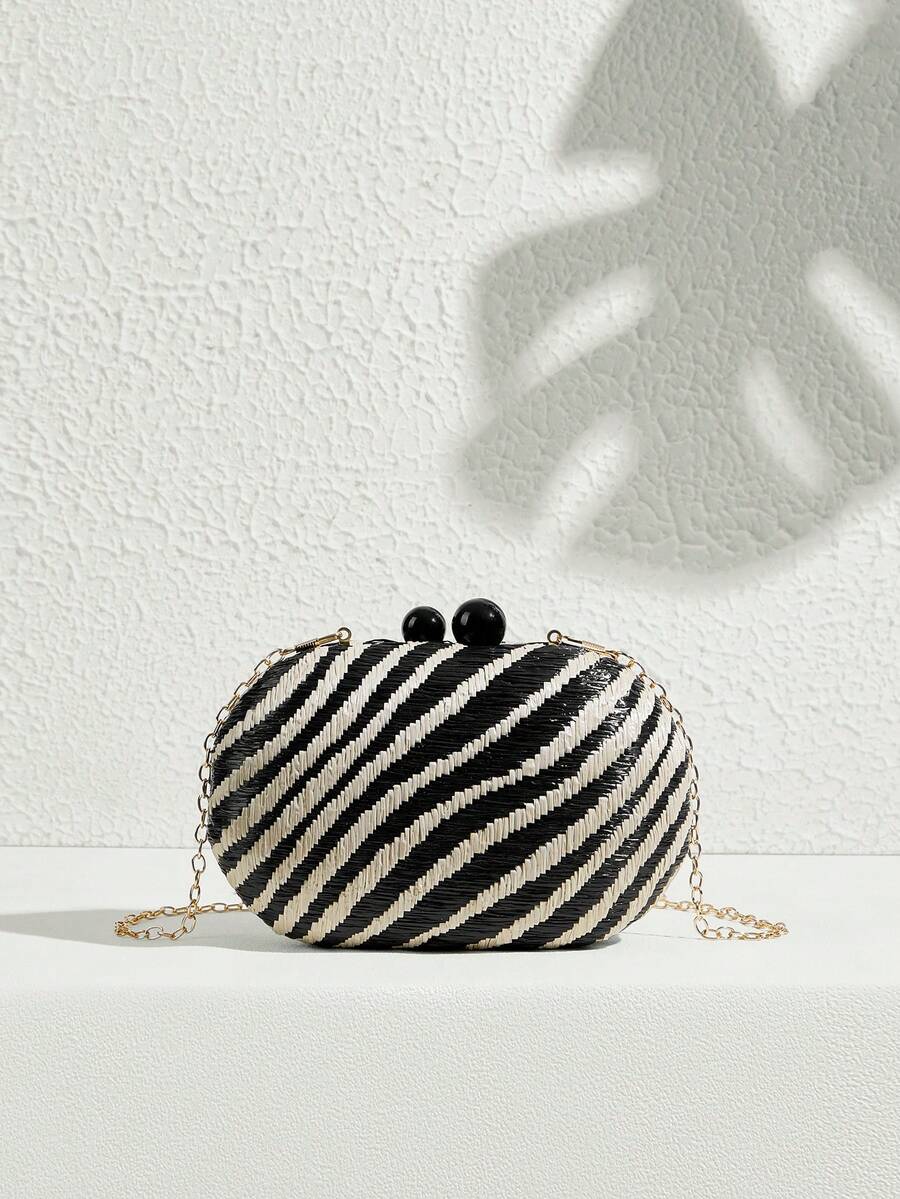 SHECARRY Túi xách dự tiệc sang trọng, thanh lịch dành cho nữ, hoàn hảo để phối cùng váy cưới, túi dạ hội, túi dự tiệc, lý tưởng cho tiệc cưới, dạ hội, tiệc tối/tiệc chiêu đãi, kết hợp hoàn hảo với váy dạ hội, váy dự tiệc và váy đính sequin. - Đen và trắng - Xem 1