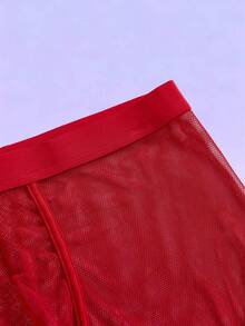 FeverCity Quần lót nam bằng lưới xuyên thấu, màu trơn, thích hợp cho các buổi hẹn hò. - Đỏ - Xem 4