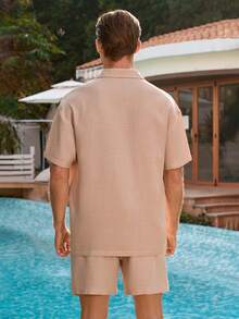 Manfinity Swimmode Manfinity Men's Shirt And Shorts Beach Set Men Beach Wear Sets Men Vacation Outfit Men Resort Wear Men's Solid Color Front Button Short Sleeve Top And Shorts Beach Outfit Men's  Shirt And Shorts Beach Set Men Beach Wear Sets Men Vacation Outfit Men Resort Wear It Is Great For Couples And Makes An Excellent Gift Idea For Boyfriends Or Husbands Vacation Two Piece Set Men Men Pool Outfit Mens Nude Outfit