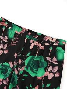 GlowEve CURVE Bộ đồ nữ cỡ lớn gồm áo tay dài và quần ống đứng in họa tiết hoa, kiểu dáng thời trang và thanh lịch, thích hợp cho các bữa tiệc. - Màu xanh lá cây đậm - Xem 7