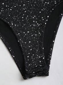 Sweetra Petite Women's Sexy Sequin Criss-Cross Halter Bodysuit, Stylish For Spring/Summer - Black - View 5