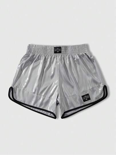 ROMWE MEN Men's Contrast Trim Elastic Waist Casual Shorts, Summer