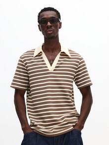 SUMWON Casual Slim Fit Horizontal Striped Polo Shirt With Collared Neckline Short Sleeve Summer Spring Preppy Style Classic Comfort Everyday Wear - Multicolor - View 1