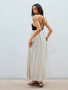 ATUI Studio 女式撞色休闲褶裥长吊带裙 - 彩色 - 查看 5