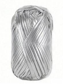 100g/300g New Metallic Fabric Strips, Glittery Thick Knitted Faux Leather Handmade DIY Bags, Silvery Thread, Crochet Bags, Hooked Mats, Craft Yarn - Multicolor-1pcs - View 19