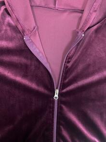 Glimmora Women's Casual Zip-Up Purple Sweatshirt - Purple - View 3