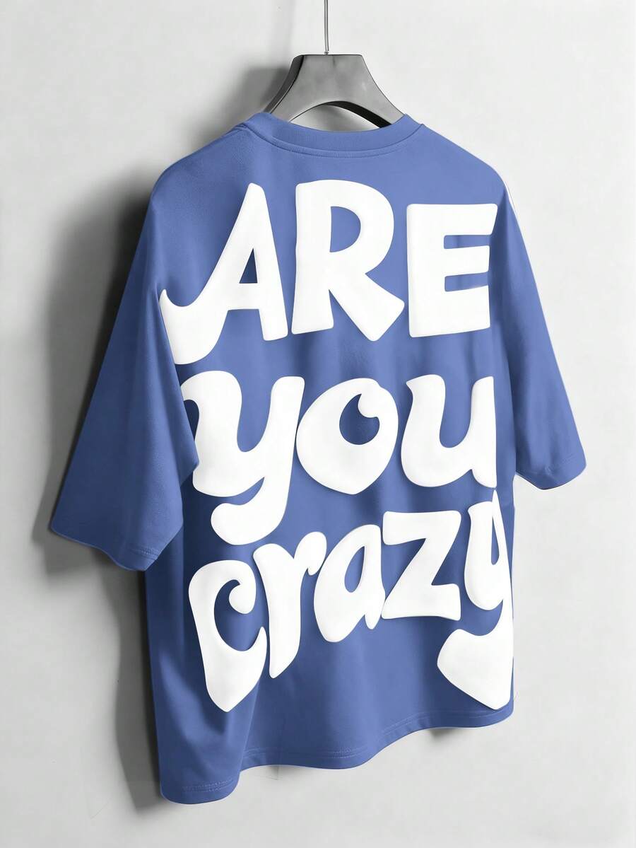 Chillumni 字母印花男士圆领休闲短袖T恤 - 紫色 - 查看 1