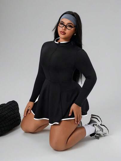Rhythm Era Rhythm Era Plus Size Dam 2-i-1 Anti-Flashing Kjol - Avslappnad Elegant Golftenniskläder, Sexig, Figursydd Yogakjol Med Inbyggda Shorts Och Fickor