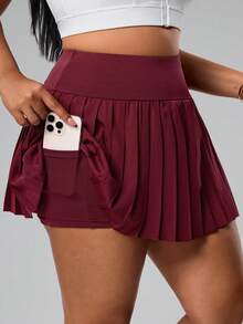 Rhythm Era 大码女式高腰纯色褶裥短裙裤，带口袋