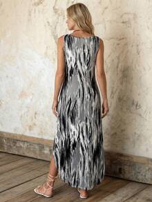 Faunlyn 女士假日休闲扎染印花无袖连衣裙