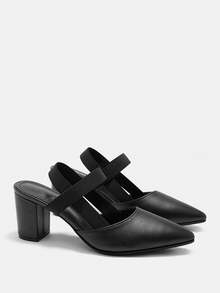 CUCCOO CURVES Women's Pointed Toe Buckle Design Everyday Versatile Fashion High Heels Valentine's Day - Black - View 7