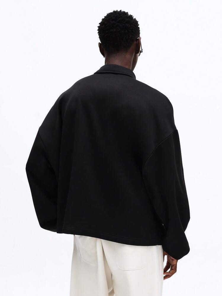 SUMWON Oversized Embroidered Long Sleeve Polo Shirt With Collar For Men Fall Winter Casual Wardrobe Essential Plain