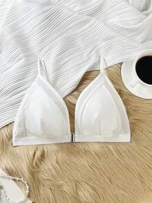 Bare Chapter 性感前扣深V纯色细肩带文胸 - 白色 - 查看 9