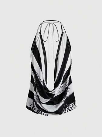 ROMWE Avant Débardeur femme mode sexy à rayures contrastées avec slogan imprimé, dos nu