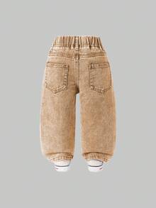 Baby/Infant Girls' Fashion Snowflake Distressed Embroidered Flare Pants - Khaki - View 2