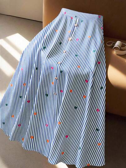 GlowEve CURVE Plus Size Women Playful Striped Patchwork Heart Shaped Skirt
