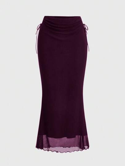 Fairycore Vestido largo minimalista de unicolor con cordones