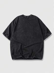 ROMWE MEN Street Life Spring Casual Graphic Men'S Casual Graphic Print Short Sleeve T-Shirt, Summer - Black - View 2