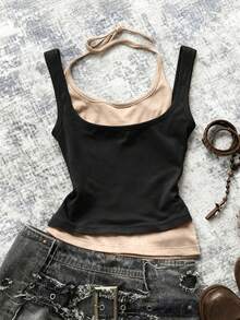 Glimmora Women's Punk Style 2 In 1 Printed Top - Multicolor - View 2