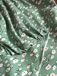 Flirla Plus Size Women Green Ditsy Floral Short Sleeve Casual Jumpsuit, Summer - Multicolor - View 6