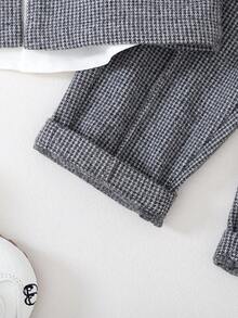 Bộ đồ vest Houndstooth 2 món cho bé trai - Áo khoác ve áo cài một hàng khuy + Quần dài cùng màu, Phong cách Anh cổ điển, Thích hợp cho tiệc sinh nhật, lễ cưới, lễ rửa tội, năm mới, trang phục trẻ em, quần áo bé trai, bộ đồ bé trai, bộ đồ bé trai, bộ đồ bé trai - Xám - Xem 6