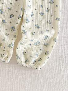 SHEIN Baby Girls' Ditsy Floral Cute Ruffle Trim Cardigan & Pants 2Pcs Casual Outfit - Apricot - View 5