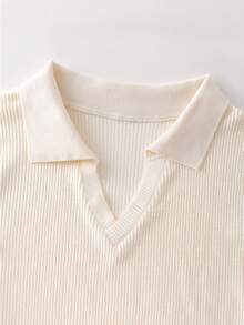 Franclia 加大码仿针织优雅舒适上衣 - 杏色 - 查看 5