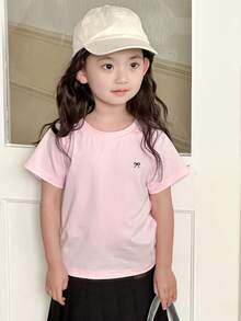 DAZY 2件/套 女童圆领针织蝴蝶结刺绣T恤