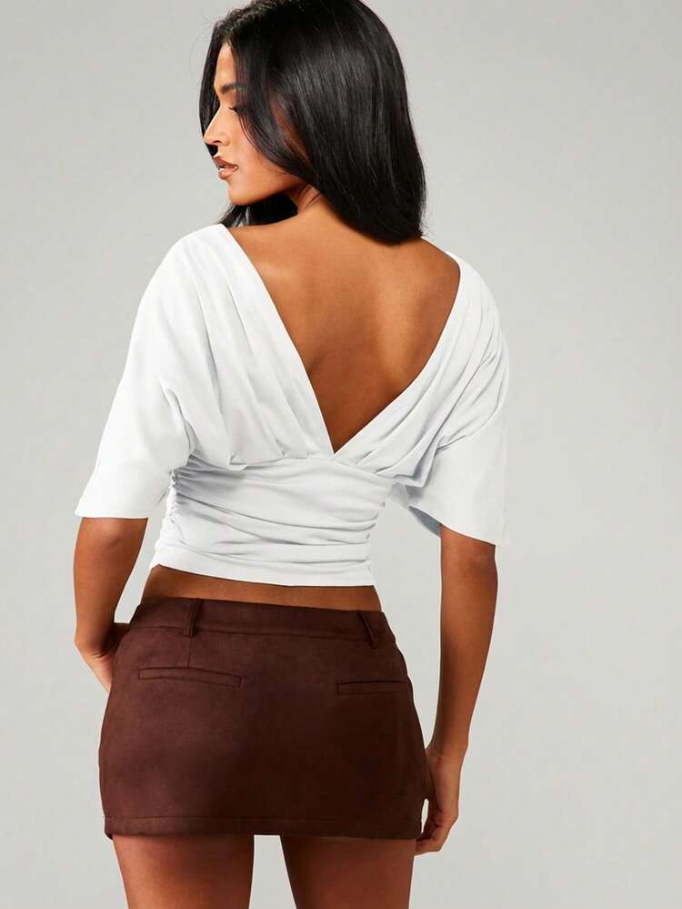 MISSGUIDED Wrap Front Crop Top With Tie Detail