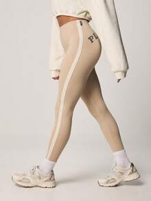 Missguided x Playboy Quần legging cạp cao có logo và chi tiết sọc bên hông, kiểu dáng thể thao ôm sát, dài đến mắt cá chân, thích hợp cho tập luyện. - Màu Xám nhạt - Xem 3