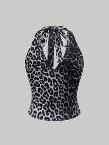 INAWLY Top halter ajustado y fruncido de talla grande estilo Y2K para mujer - Multicolor - Ver 5