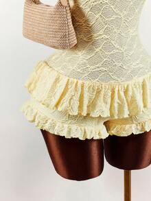 Amplova Women's Knitted Jacquard Halter Backless Jumpsuit With Twist Detail, Sexy And Avant-Garde For Vacation Outfit - Light Yellow - View 6