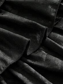 ROMWE EDITION Đầm satin xếp tầng nhiều lớp kiểu cung đình cổ điển dành cho nữ, thích hợp cho mùa cưới. - màu đen - Xem 4