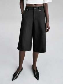 Ontre 2026 Printemps/Été Femmes Shorts Ample unicolore Noir, Entrejambe 5 pouces Jambe Large, Shorts Décontractés Chics Minimalistes pour Navetteurs, Convient pour le Bureau, l'Enseignant, la Rentrée, les Vacances, la Fête de l'Indépendance - Gris - Voir 6