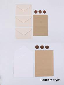 16pcs/Set Vintage Stationery Paper Envelope Set Including 3 Linen Envelopes, 10 Writing Papers, And 3 Sticker Sets With Alphabets Suitable For Invitation Card, Gift Card And Letter Writing - Apricot - View 3