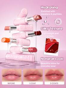 SHEGLAM Silk Slip Lip Oil Balm-High Key Brand Beauty Makeup Face Paint Cosmetic For Women Girls Perfect For Winter Spring Ideal For Y2K Fancy Fashion Suitable For Birthday Valentine'S Day Gift Rave Party Ready Best Color - High Key - View 3