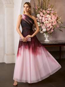 MOTF Soiréza WOMEN'S POSITIONING PRINTED MESH PARTY DRESS, SPRING/SUMMER