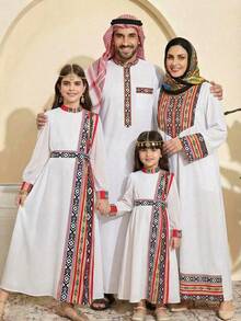 SHEIN Young Girls' N Style Long Sleeve Dress,Kids - White - View 6