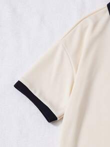 Casuvi Kids 2pcs/Set Casual Sports American College Style Teenager Boys' Outfit, Includes: Loose Fit Drop Shoulder Polo Shirt With Peace Earth Graphic, And Cargo Shorts With Graphic Pocket, Suitable For Sports, Weekends, Campus Life Boys 2 Piece Set Tween Boy Clothes Short Set Boys Casual Contrast Short Set