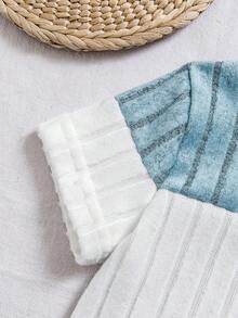 Souflis Souflis 2pcs Baby Boy Ribbed Colorblock Blue & White Top With Pants Set,Casual Summer Outfit For Toddler Boy,Knitted Beach Wear,Comfortable Two Piece Set - Multicolor - View 7