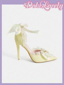 Dola Lovely Giày nữ màu đỏ rượu vang với nhiều dây khóa, mũi nhọn, quai sau và gót cao mảnh mai, thích hợp cho mùa xuân, nghỉ lễ Phục sinh. - Màu Mù tạt vàng - Xem 10