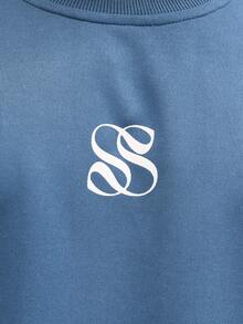 SUMWON 芝加哥之翼标志超大短袖T恤 街头风 复古灵感 都市时尚 个性休闲 - 藍色 - 查看 6